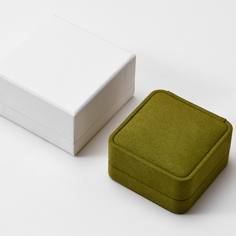 FANXI Custom Green Microfiber Velvet Satin Ring Box