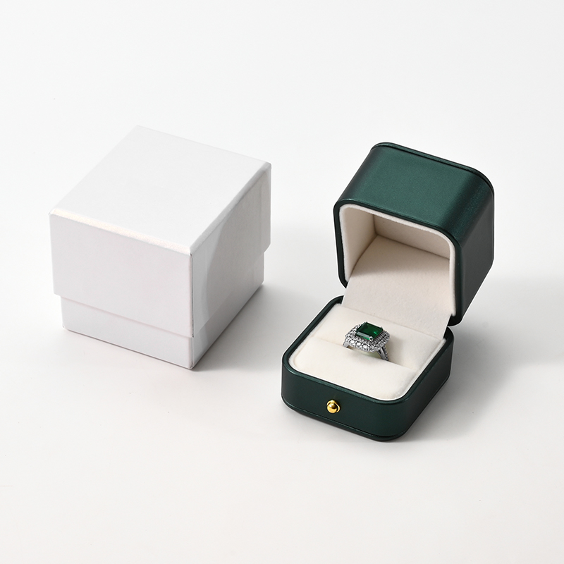 FANXI Custom Green PU Leather Velvet Ring Box