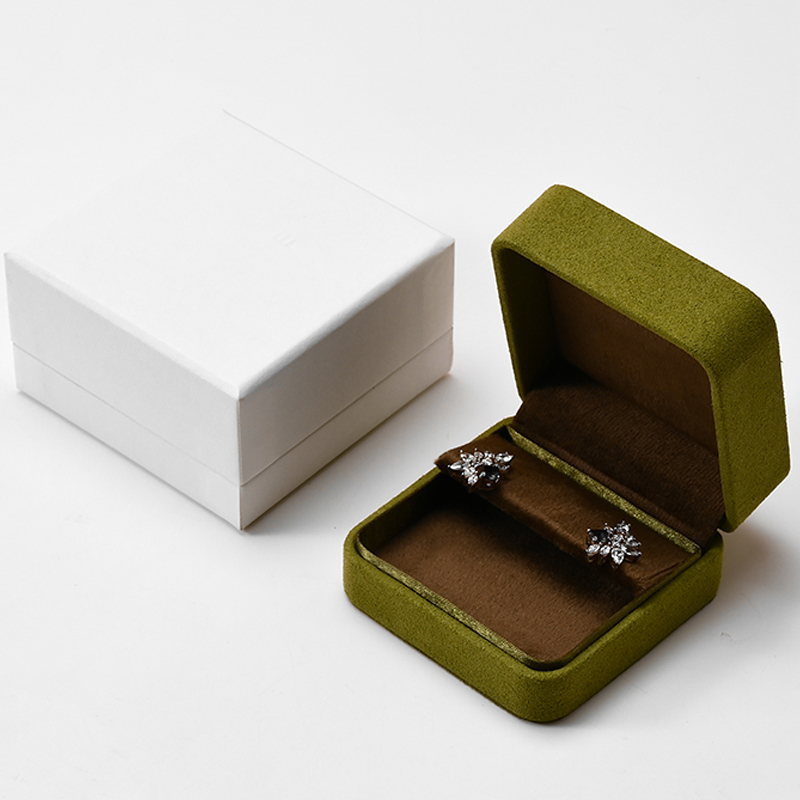 FANXI Custom Green Microfiber Velvet Satin Ring Box