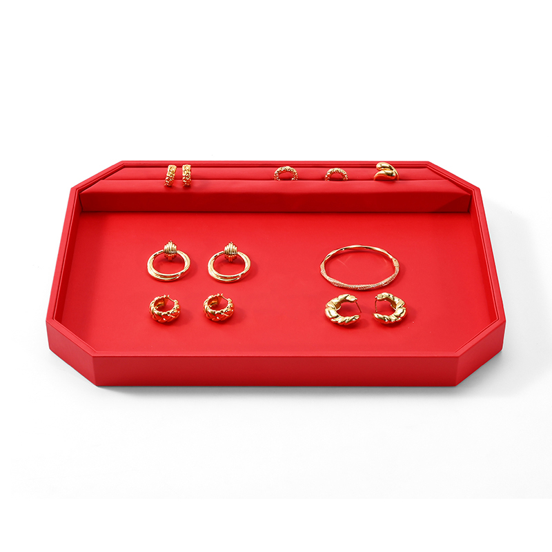 FANXI Custom Red PU Leather Jewelry Tray