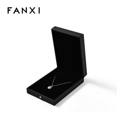 FANXI Custom Black PU Leather Velvet Necklace Box