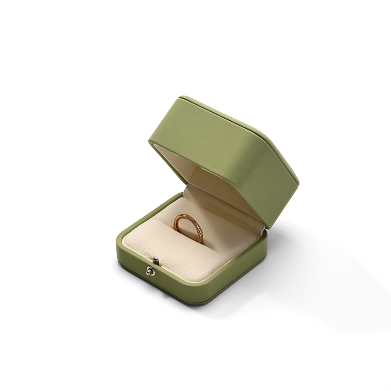 FANXI Custom Green PU Leather Microfiber Ring Box