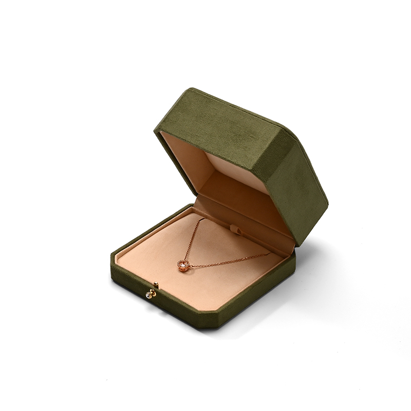 FANXI Custom Green PU Leather Velvet Pendant Box
