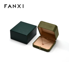 FANXI Custom Green PU Leather Velvet Pendant Box