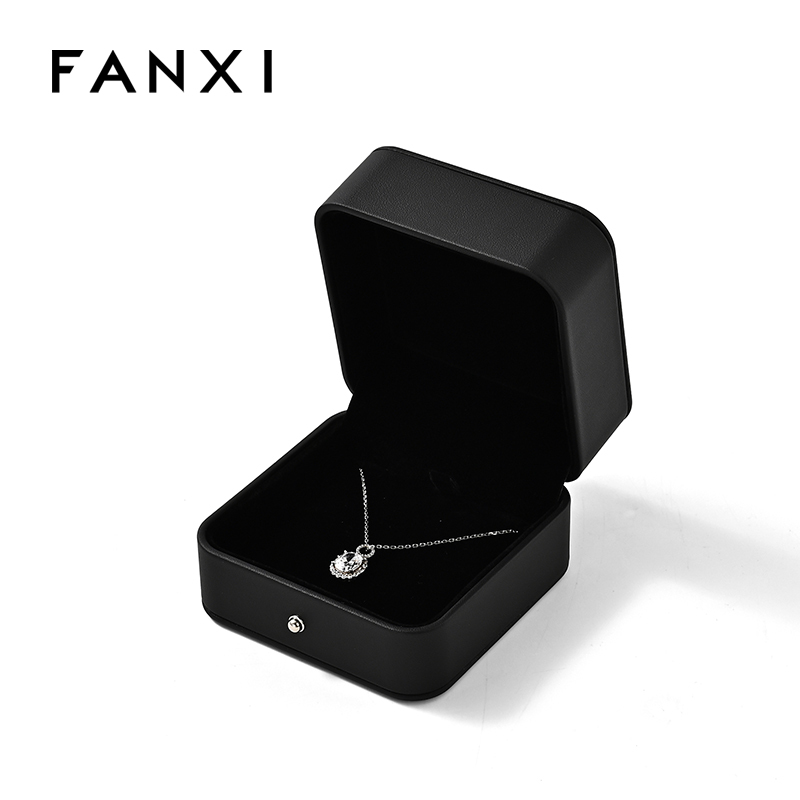FANXI Custom Black PU Leather Velvet Pendant Box