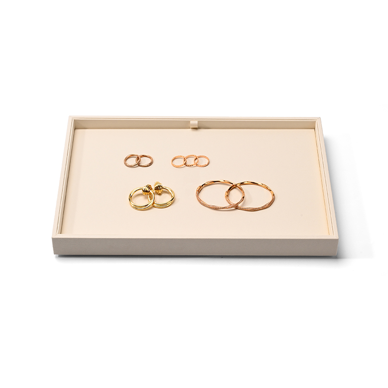 FANXI Custom Beige PU Leather Jewelry Tray