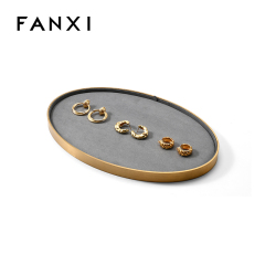 FANXI Custom Gray Microfiber Metal Jewelry Dish