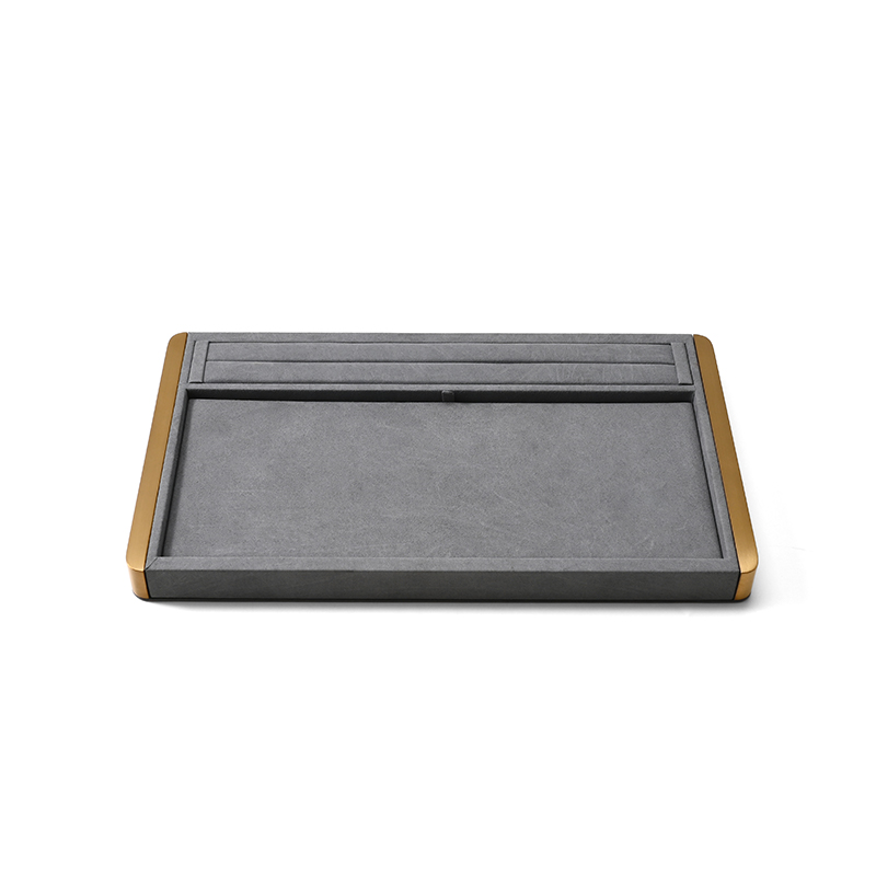 FANXI Custom Gray Microfiber Metal Jewelry Dish