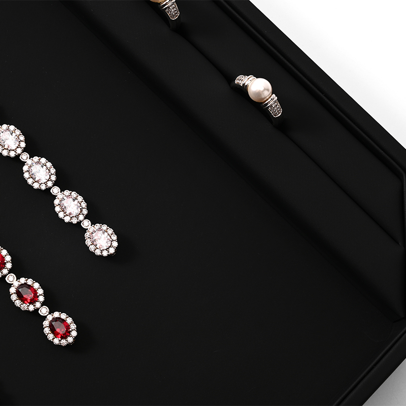 FANXI Custom Black PU Leather Jewelry Tray