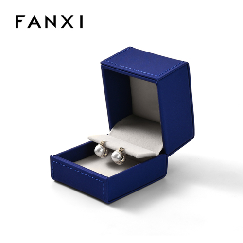 FANXI Custom Blue PU Leather Velvet Earring Box