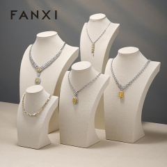 FANXI High Quality Beige Linen Jewelry Portait Stand