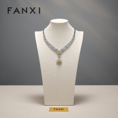 FANXI High Quality Beige Linen Jewelry Portait Stand