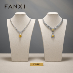 FANXI High Quality Beige Linen Jewelry Portait Stand