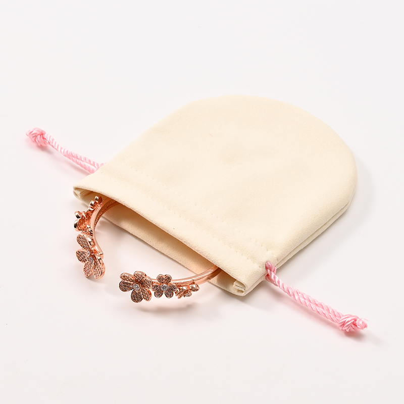 FANXI Custom Beige Microfiber Suede Jewelry Pouch