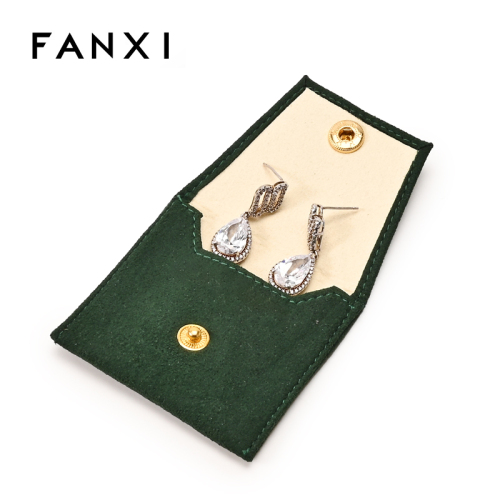 FANXI Custom Green Microfiber Jewelry Pouch