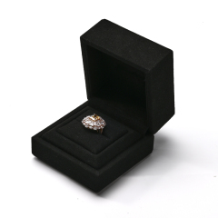 FANXI Custom Black Microfiber Led Light Earring Ring Box