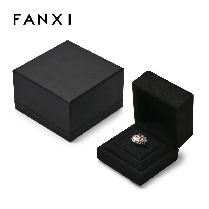 FANXI Custom Black Microfiber Led Light Earring Ring Box