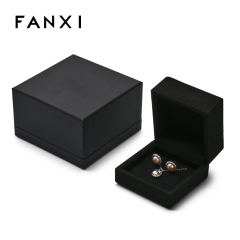 FANXI Custom Black Microfiber Led Light Earring Ring Box