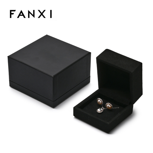 FANXI Custom Black Microfiber Led Light Earring Ring Box