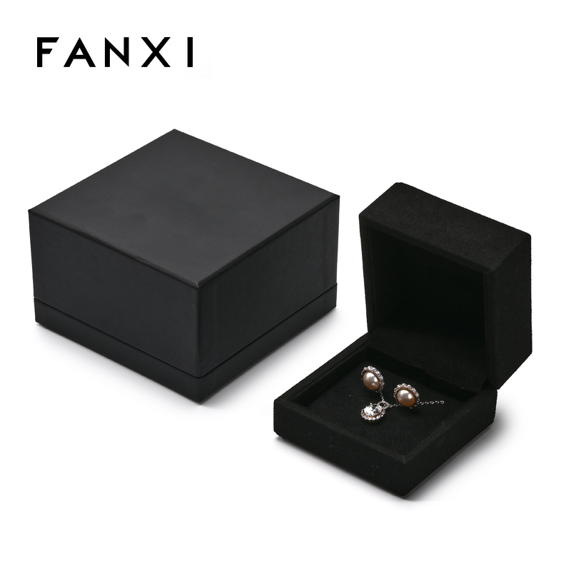 FANXI Custom Black Microfiber Led Light Earring Ring Box
