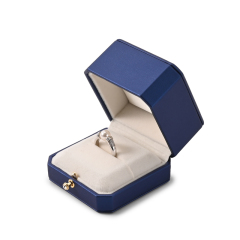 FANXI Custom Blue PU Leather Velvet Silk Cloth Ring Box