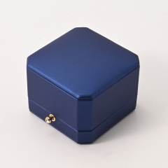 FANXI Custom Blue PU Leather Velvet Silk Cloth Ring Box