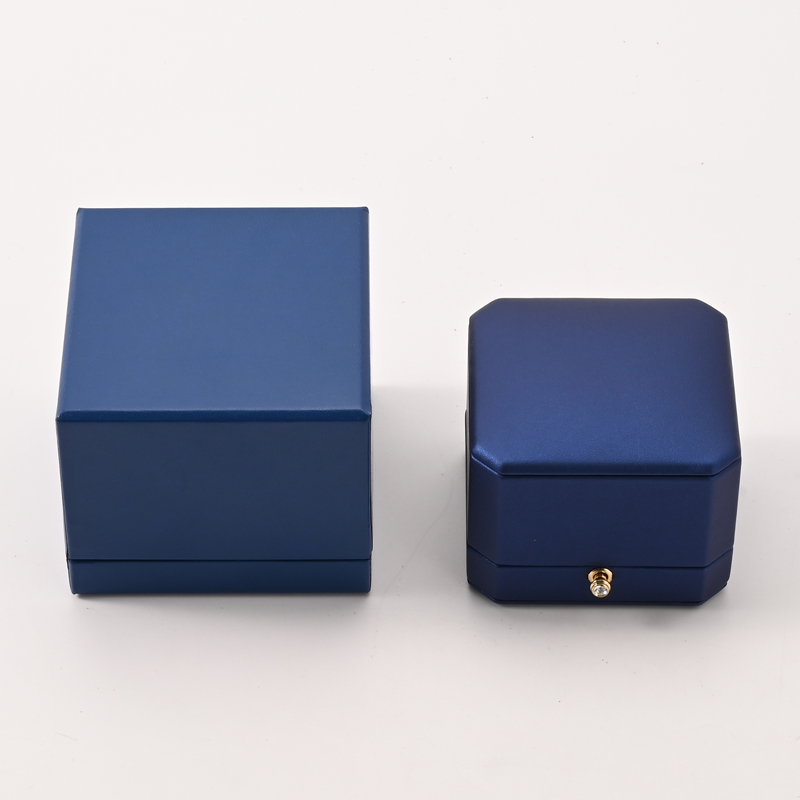 FANXI Custom Blue PU Leather Velvet Silk Cloth Ring Box
