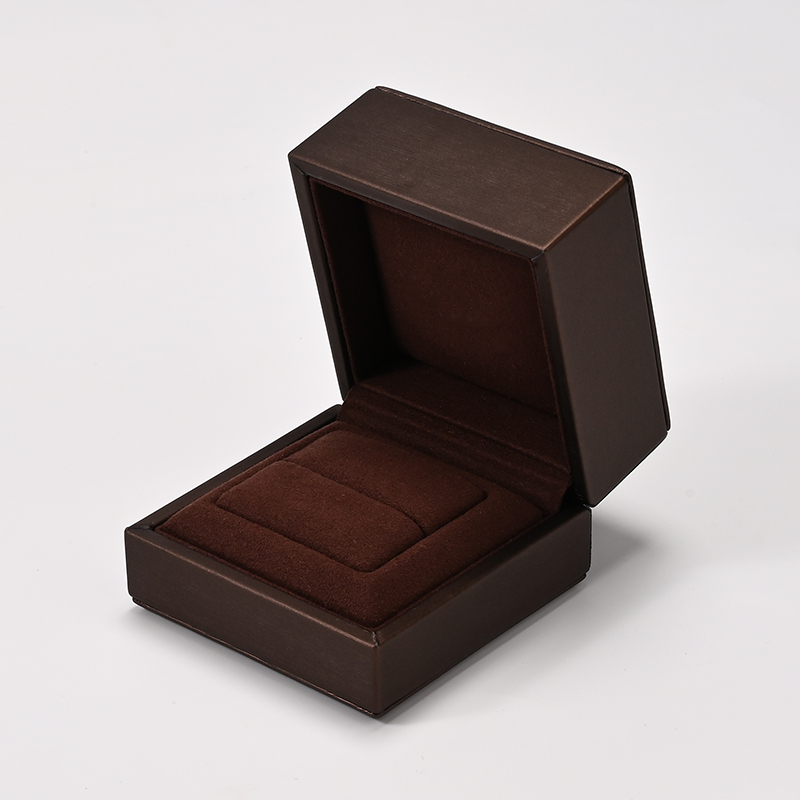 FANXI Custom Brown PU Leather Microfiber Ring Box