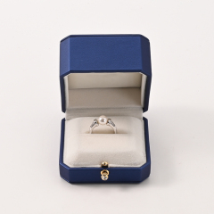 FANXI Custom Blue PU Leather Velvet Silk Cloth Ring Box