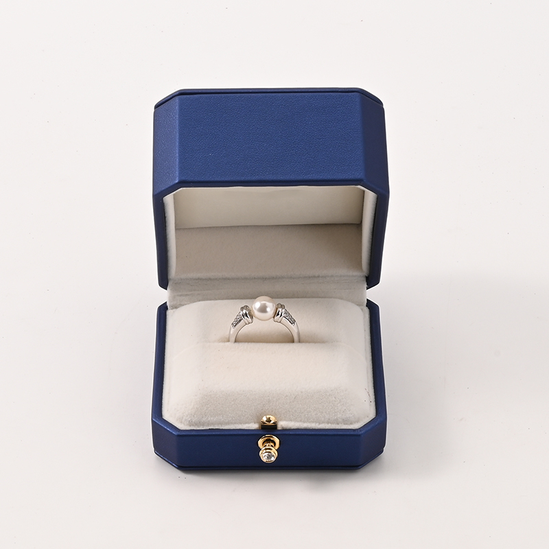 FANXI Custom Blue PU Leather Velvet Silk Cloth Ring Box