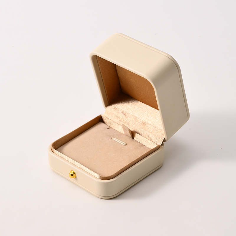 FANXI Custom Beige PU Leather Velvet Jewelry Box