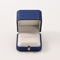 FANXI Custom Blue PU Leather Velvet Silk Cloth Ring Box
