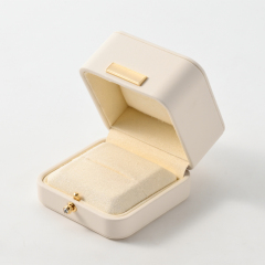 FANXI Custom Beige PU Leather Microfiber Ring Box