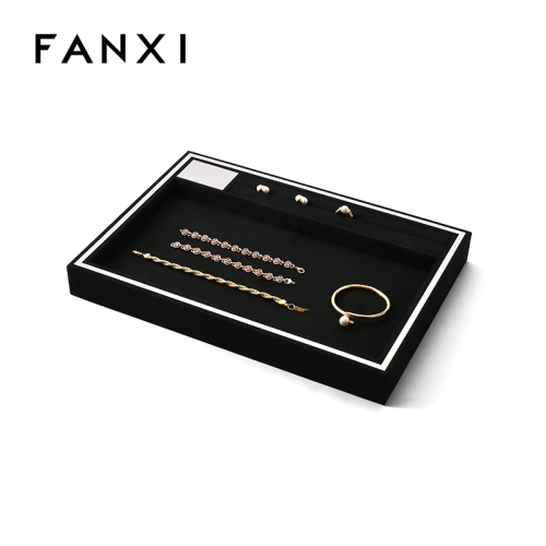 FANXI Custom Black Microfiber Metal Jewelry Tray
