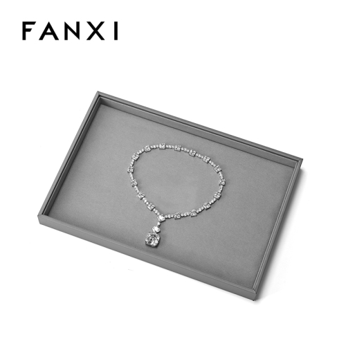 FANXI Custom Gray PU leather Microfiber Jewelry Tray