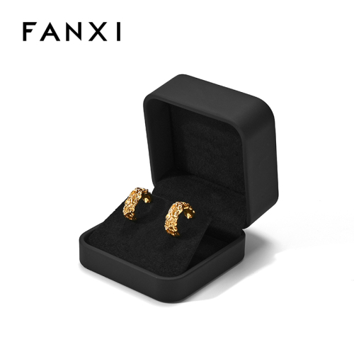 FANXI Custom Black PU Leather Microfiber Earring Box