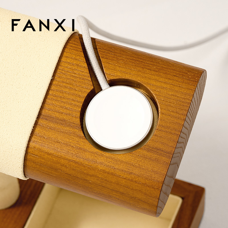 FANXI Factory Beige Gray Solid Wood Watch Display Stand