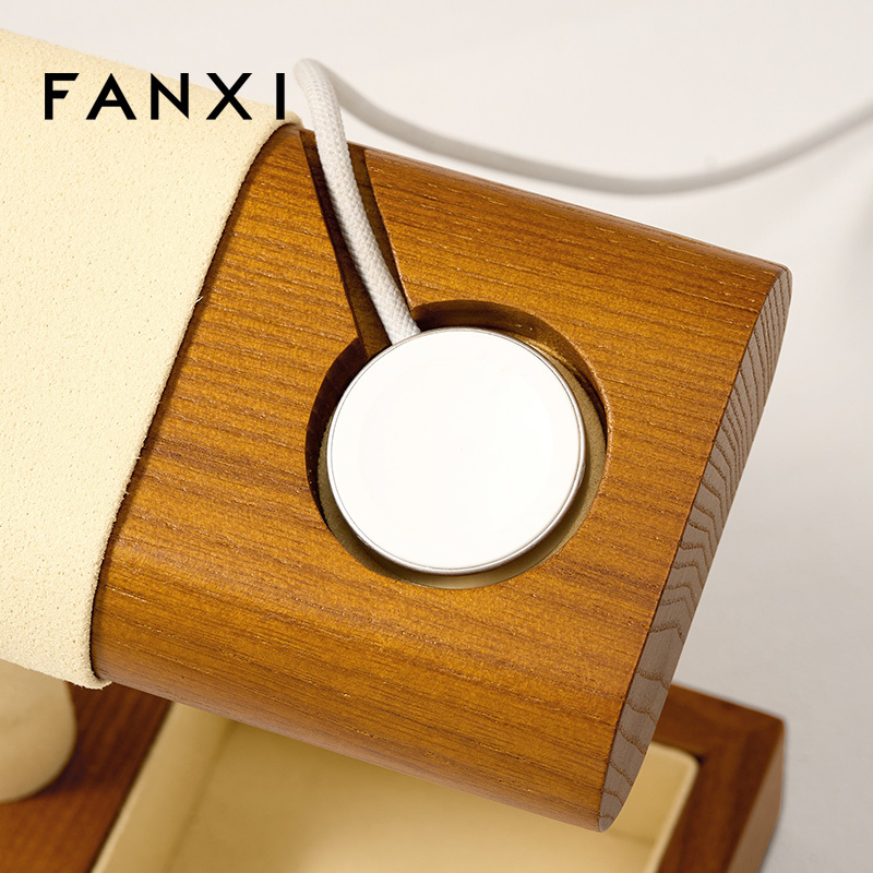FANXI Factory Beige Gray Solid Wood Watch Display Stand