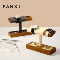 FANXI Factory Beige Gray Solid Wood Watch Display Stand