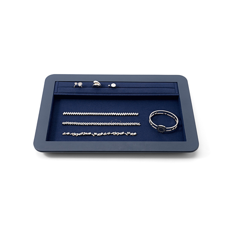 FANXI Custom Blue PU Leather Microfiber Jewelry Tray