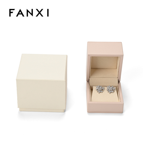 FANXI Custom Pink PU Leather Microfiber Earring Box