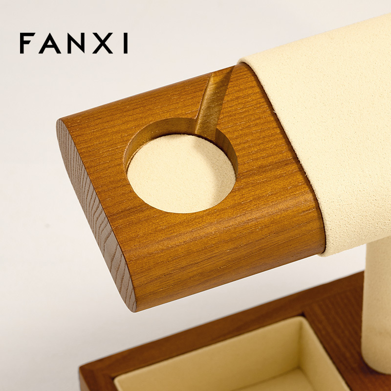 FANXI Factory Beige Gray Solid Wood Watch Display Stand