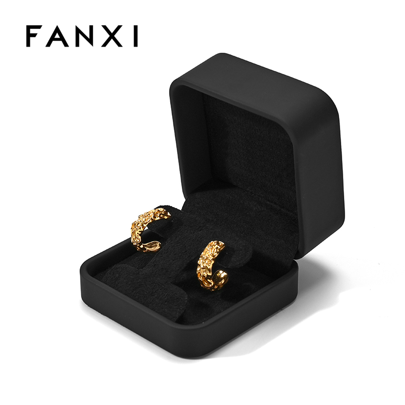 FANXI Custom Black PU Leather Microfiber Earring Box