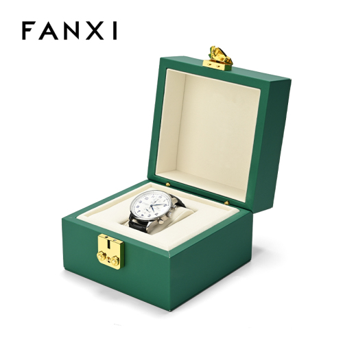 FANXI Custom Green PU Leather Microfiber Watch Box