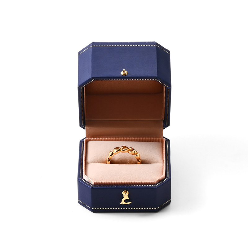 FANXI Custom Blue Paper Velvet Ring Box