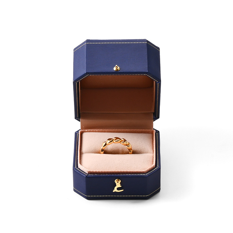 FANXI Custom Blue Paper Velvet Ring Box