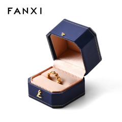 FANXI Custom Blue Paper Velvet Ring Box
