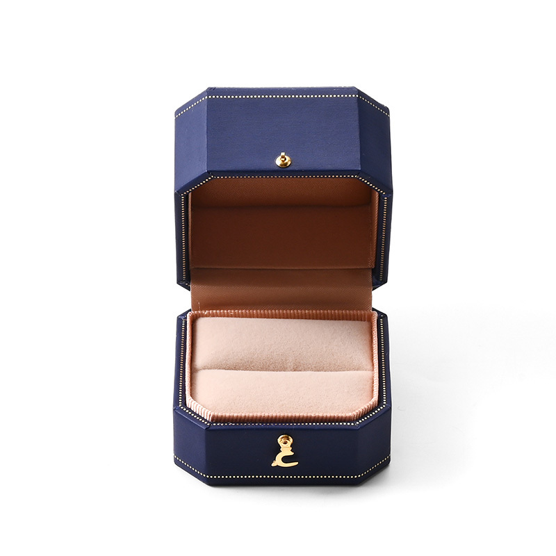 FANXI Custom Blue Paper Velvet Ring Box