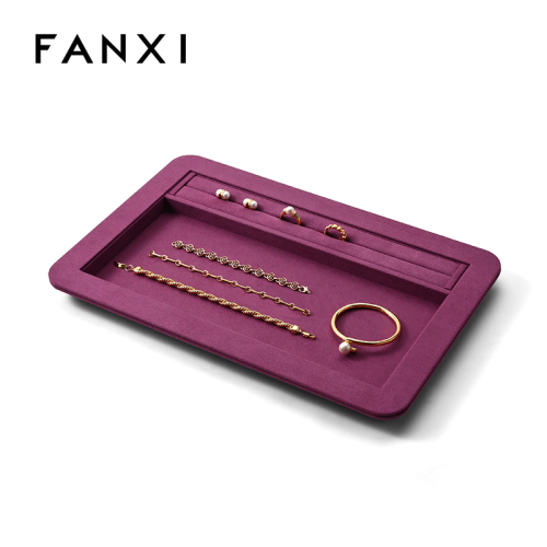 FANXI Custom Rose Purple Full Microfiber Jewelry Tray