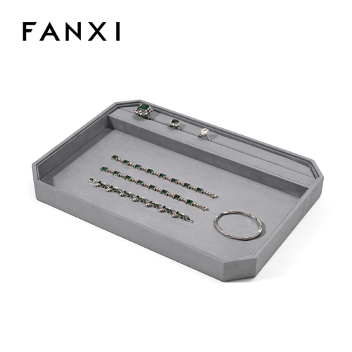 FANXI Custom Suede Gray Jewelry Tray